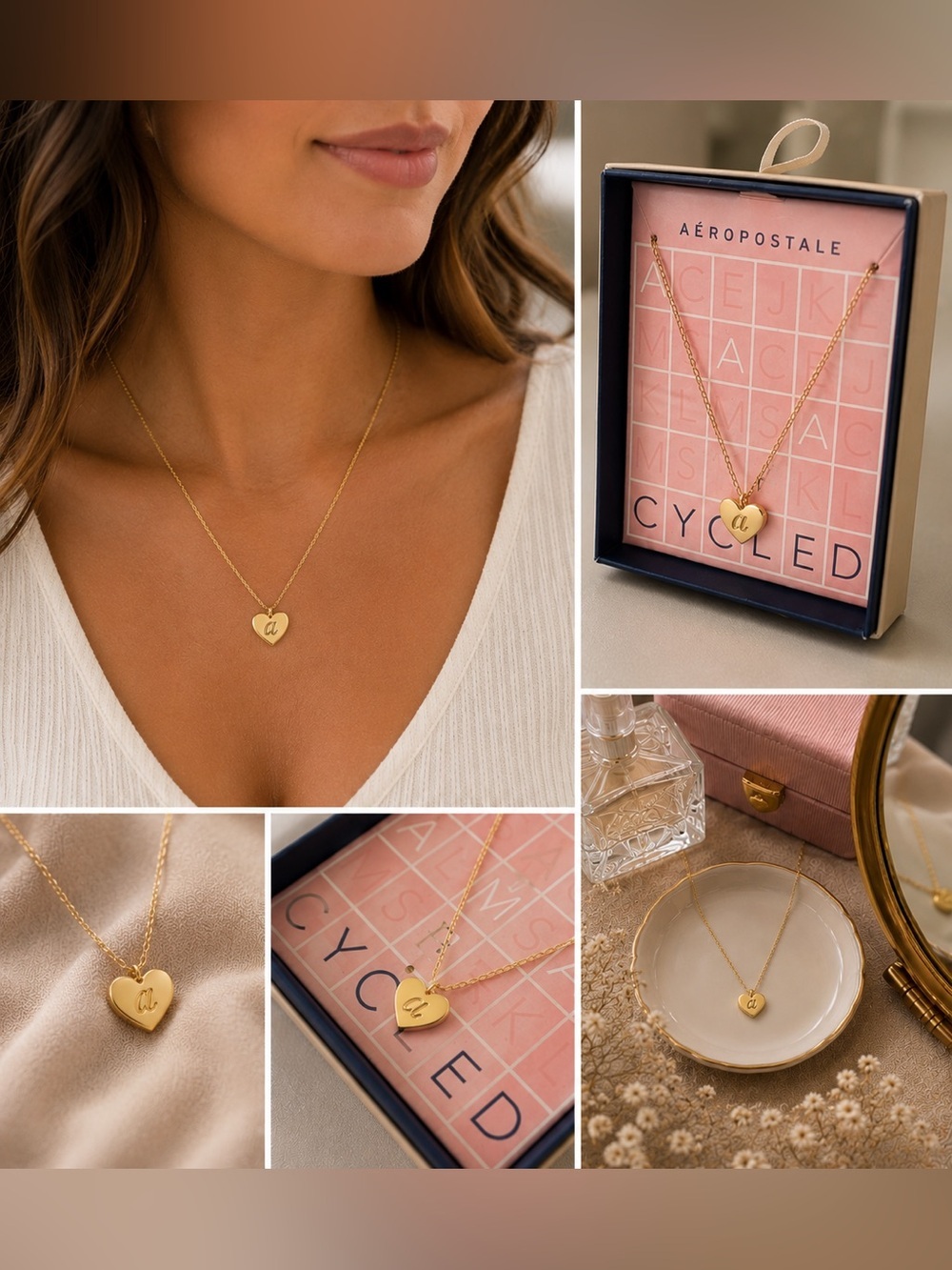 Aeropostale Gold Plated Monogram “A” Necklace | Initial Pendant | New In Box